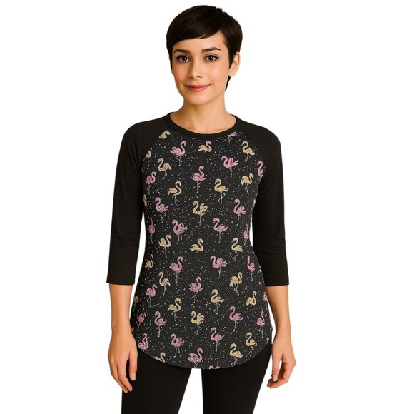 LULAROE Flamingo 3/4 length sleeve shirt top WOMEN'S WOMAN'S EXTRA SMALL - Picture 1 of 12